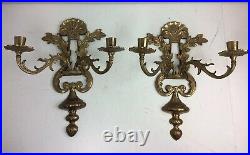 Vintage Brass Wall Mount Candelabra Set Of 2 Made In India 14 Long 11 Wide EUC