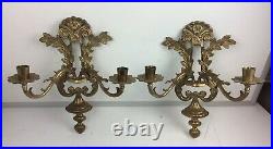 Vintage Brass Wall Mount Candelabra Set Of 2 Made In India 14 Long 11 Wide EUC
