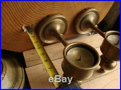 Vintage Brass Wall Mounted Sconce Candle Holders A Pair USA