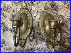 Vintage Brass Wall Sconces Candle Holder Handmade Ornate Patina Academia