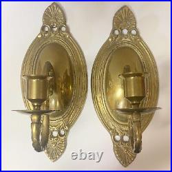 Vintage Brass Wall Sconces Candle Holder Handmade Ornate Patina Academia 8.5