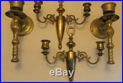 Vintage Brass Wall Sconces Candle Holders 70s Made In England and in Taiwan