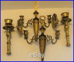 Vintage Brass Wall Sconces Candle Holders 70s Made In England and in Taiwan