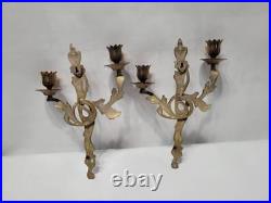Vintage Brass Wall Scone a Pair Louis XV French Candle Holders