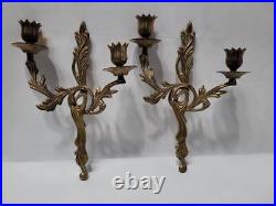 Vintage Brass Wall Scone a Pair Louis XV French Candle Holders