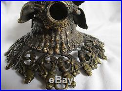 Vintage Bronze Dragon Head Wall Hanging Candle Holder Nepal