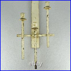 Vintage Brutalist Gothic Wall Sconce Candle Holder Iron Painted White 25