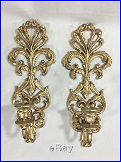 Vintage Burwood gold candle holders wall sconces vintage pair 70s wall decor