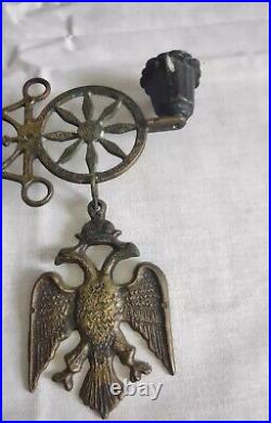 Vintage Byzantine Cross 2 Faced Eagles Wall Hanging Candle Holder