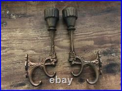 Vintage CAST IRON Wall Sconce Candle Holder with Coat Hook GRIFFIN HEADS 2pcs pair