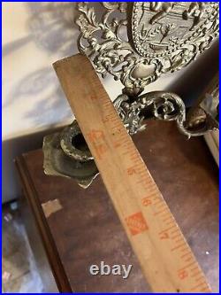 Vintage CHERUB Large Brass Double Arm WALL SCONCE Candle Holder 25 Ornate
