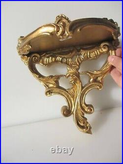 Vintage Candle Holders Wall Sconces Shelf Shelve Old Rococo French Gold ATSONEA