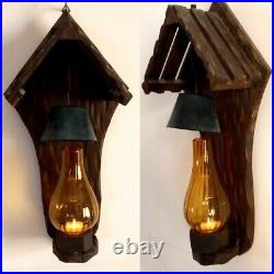 Vintage Candlestick Wooden Natural Handmade Wall Candle Holder Home Decor Old