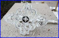 Vintage Cast Iron Wall Sconce Candle Holder Open Weave Floral White