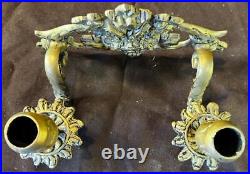 Vintage Cast Metal Brass Pair Set of Two 2 Style Wall Sconces Candle Holders