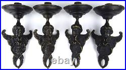 Vintage Cherub Cupid Angel Solid Brass Pillar Candle Holder Wall Sconce Set (4)