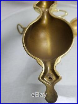 Vintage Colonial Williamsburg Style Brass Ball Wall Sconces Candle Holders Pair