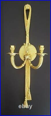 Vintage Decorative Crafts Inc Brass Tassel Candle Wall Sconce Double Arm