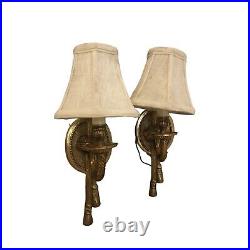 Vintage Elegant Wall Sconces Louis XVI Style Early 20th Gold Ribbon Bow Candle