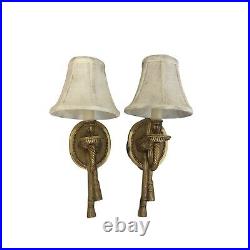 Vintage Elegant Wall Sconces Louis XVI Style Early 20th Gold Ribbon Bow Candle
