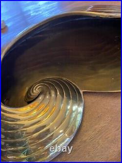 Vintage Ethan Allen Brass Shell Wall Sconce Nautilus