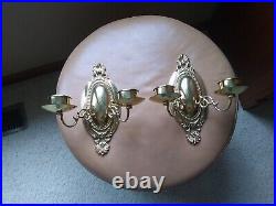 Vintage Ethan Allen Home Brass Double Candle Holder Wall Sconces/Ethan Allen