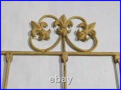 Vintage Fleur de Lis Wall Sconce Wrought Iron Planter Candle Holder Shabby Chic