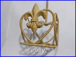 Vintage Fleur de Lis Wall Sconce Wrought Iron Planter Candle Holder Shabby Chic