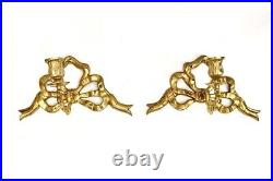 Vintage French Brass Wall Sconces with Ribbon Design Beautiful Home Decor Accent