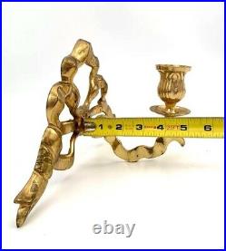 Vintage French Brass Wall Sconces with Ribbon Design Beautiful Home Decor Accent
