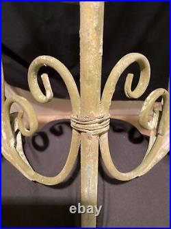 Vintage French Metal Candle Holder Sconce 3 Branch Wall Mount Toleware Scrolls