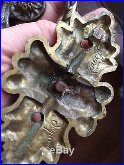 Vintage French Piano Candle Holder Bronze brass wall sconce elaborate