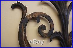 Vintage French Style Wrought Iron Wall Hanging Sconce Candle Holder Rustic 28