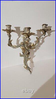 Vintage GLO-MAR ARTWORKS 3 ARM CANDLE WALL SCONCES LOUIS XV ROCOCO STYLE U. S. A