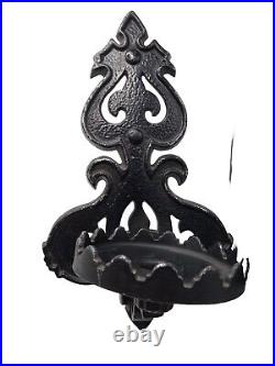Vintage GOTHIC 5-Candle Cast Metal CANDELABRA Medieval/Castle WALL SCONCE Chains