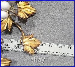 Vintage Gilded Italian Gold and Grape & Vine Wall Candle Holder, 2 Sconces 3pc