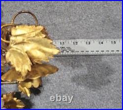 Vintage Gilded Italian Gold and Grape & Vine Wall Candle Holder, 2 Sconces 3pc