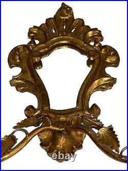 Vintage Gilded Italian Mirror Wall Sconce Candle Holder