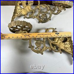 Vintage Gilt Gold Metal Angel Cherub Armed Wall Sconce Candle Holder