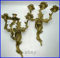 Vintage Glo-Mar Artworks Ornate Sconces for Wall 3-Arm Candle Heavy Duty Metal
