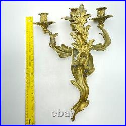Vintage Glo-Mar Artworks Ornate Sconces for Wall 3-Arm Candle Heavy Duty Metal