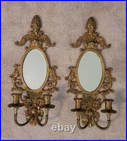 Vintage Gold Solid Brass Mirrors Double Candle Wall Sconces Pineapple Tassels