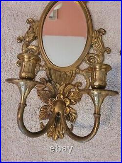 Vintage Gold Solid Brass Mirrors Double Candle Wall Sconces Pineapple Tassels