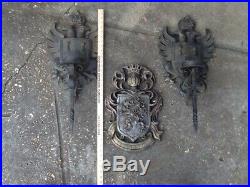 Vintage Gothic Medieval Spannish Revival Wall Mounted Candle Holder And Plaque