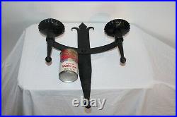 Vintage Gothic Wrought Iron Metal Wall Sconce Candle Holder Black Hold 2 Candles