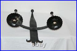 Vintage Gothic Wrought Iron Metal Wall Sconce Candle Holder Black Hold 2 Candles