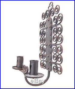 Vintage Hand Forged Wrought Iron Candle Wall Sconce Swirl Design Made in Norway