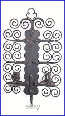 Vintage Hand Forged Wrought Iron Candle Wall Sconce Swirl Design Made in Norway