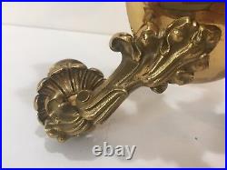 Vintage Heavy Brass Wall Sconce 3 Arms 4 Candle Holder, 7 Tall x 11 1/2 Widest