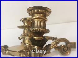 Vintage Heavy Brass Wall Sconce 3 Arms 4 Candle Holder, 7 Tall x 11 1/2 Widest